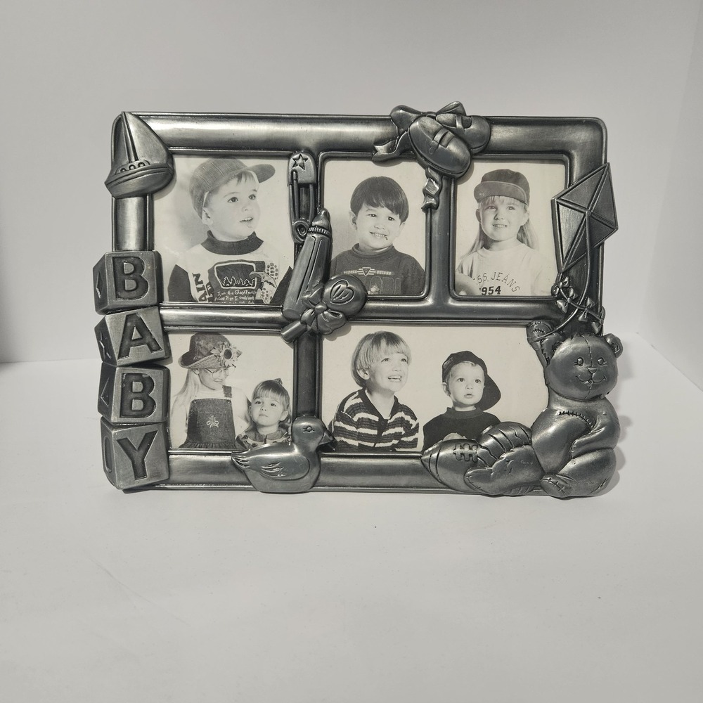 Royal Limited pewter baby collage photo frame.  Crafted by Malden Intl design
